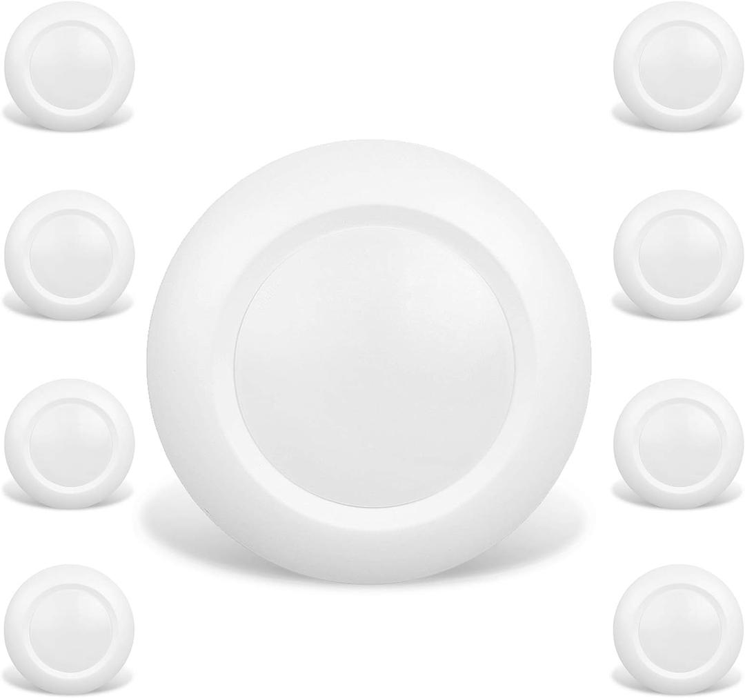8 Pack 6 Inch LED Low Profile Recessed & Surface Mount Disk Light, Round, 15W, 900 Lumens, 4000K Cool White, CRI80, Driverless Design, Dimmable, ETL Listed, White