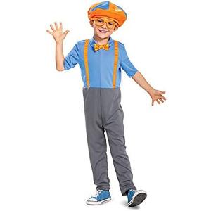 Blippi Costume for Kids, Official Blippi Jumpsuit Outfit with Hat and Bowtie, Classic Toddler Size 12 , 24 M