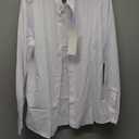 Mens Banded Collar(Mandarin Collar) Long Sleeve Casual Solid Fancy Dress Shirts (Medium, White)