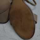 Amazon Essentials Women's Two Strap Heeled Sandal (6, Beige Faux Leather)