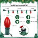 25FT C7 Vintage Christmas String Lights with 27 Red & Green Ceramic Bulbs, Hanging Outdoor & Indoor String Lights for Christmas Decor (Green Wire)