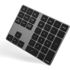 Foloda Bluetooth Numeric Keypad, Aluminum Rechargeable 34-Keys Wireless Number Pad External 10 Keys Numpad Data Entry Compatible for Laptop MacBook Mac Windows (Black)