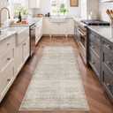 Washable 3x6 Neutral Area Rugs: Water-Resistant Kitchen Rug Low Pile Soft Beside Carpet for Bedroom Nursery Anti-Slip Entryway Bathroom Runner Rug Thin Distressed Hallway Floor Mat(3x6,Beige/Ivory)