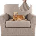 Turquoize 2 Piece Chair Covers Chair Slipcovers for Living Room Armchair Sofa Covers Chair Couch Cover with Arms Washable Furniture Protector for Chairs Feature Thick Jacquard Fabric (Chair, Sand)