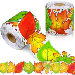 Spiareal 68.9 Feet Autumn Leaves Border Bulletin Board Border Flower Beach Sun Eucalyptus Paw Flag Hat Balloon Sailboat for Classroom Boards Wall Decor