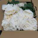 100 Pcs White Rose Artificial Flowers Bulk, Ivory Silk Fake Roses with Long Stem for Wedding Decoration, Bridal Bouquets, DIY Flower Wall, Party Table Centerpieces, Home Decor