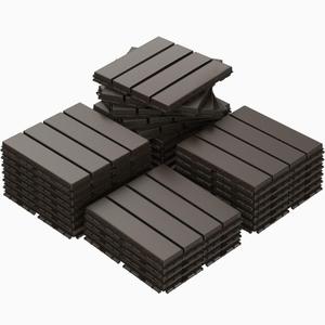 Goovilla Plastic Interlocking Deck Tiles, 27 Pack Balcony Flooring, 12"x12" Waterproof Outdoor Flooring All Weather Use, Patio Floor Decking Tiles for Porch Poolside Backyard Concrete, Dark Coffee