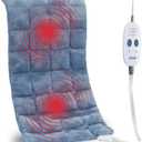 Weighted Heating Pad with 2 Massager,Vibrating Heating Pads XL for Back Pain Relief &Neck Pain Cramps,3 Massage Settings,2Hrs Auto-Off, Gifts for Family (12"x24" Blue) (12x24 Inch)