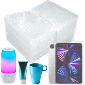 50Pcs Clear Bubble Out Bag Pouches, 8X10 Inch Bubble Pouch Wrap, Double Wall Bubble Cushioning Pouches, Packing Supplies for Storage, Shipping, Moving, Transporting and Packing