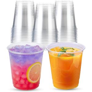 Cappatua 12 oz Clear Plastic Cups 100 Pack  Disposable Drinking Cups for Party, BPA-Free Cold Cups, Recyclable & Durable Plastic Party Cups Tumblers for Iced Coffee, Cocktails, Juice, Wine, Beer