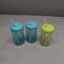 The First Years Squeeze & Sip Toddler Straw Cups - Squeezable Transition Sippy Cup with Silicone Straw - Toddler Feeding Supplies - 7 Oz - 3 Count - Ages 6 Months and Up (Green/Teal)