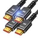 HDMI Cables 3.3FT/1M 2-Pack, Highwings (Certified HDMI 2.1) 10K 8K@60Hz 4K@120Hz 48Gbps HDMI Cord, Ultra High Speed Picture Quality Performance Cable, Braided, HDCP 2.2&2.3, eARC, Ease of Installation (Black)