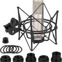 Geekria for Creators Microphone Shock Mount Compatible with Rode NT-USB, NT1-A, NT2-A, NT1000, NT2000, Procaster, Mic Anti-Vibration Suspension Adapter Clamp Mic Holder Clip (Black/Metal)