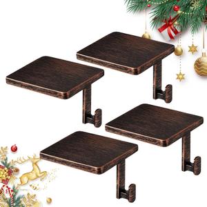 Christmas Stocking Holders for Mantle Set of 4, Mantle Stocking Hangers Hanging Hooks, Stocking Hanger Base, Stocking Holder Hooks for Fireplace Tabletop Shelf Christmas Decoration (Copper Red)