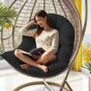 Egg Chair Cushions for Outdoor Furniture, Waterproof Egg Chair Cushion Replacement for Hanging Chairs, U-Shape Swing Chair Cuhsion 32x43 Inches (Black)