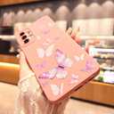 for Samsung Galaxy A32 5G Phone Case, Fashion Flower Pattern Design Girls Women Liquid Silicone Cover, Slim Shockproof and Scratch-Resistant Soft Case for Samsung A32 - Butterfly Pink