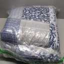 Cozyholy Navy Blue Gray Alaskan King Quilt Set 132x120, 3 Piece Quilted Bedspread Set Patchwork Plaid Bedding Comforter Set Reversible Lightweight Microfiber Bed Spread Coverlet Set for All Seasons