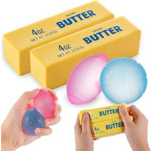 Squishy Stress Ball & Slow Rising Butter Squishy Fidget Toys Set - 4 Pack Ultra Soft Sensory Toys, Cute Taba Pack for Kids Adults, Desk Toy, Party Favors & Gift Ideas
