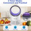 Fruit Fly Trap for Indoors, White Bug Zapper Indoor with Suction & Timer | Uv Light Lures Fruit Flies/Gnats, Timer 6/12hrs, Plug in Fly Trap with Suction, Kid & Pet Applicable, Low Noise, 10 refills