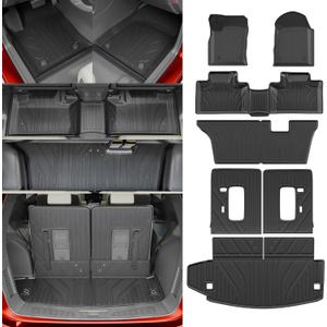 Floor Mats Compatible with 2016-2024 2025 Dodge Durango 7-Seater Trunk Mat Cargo Liner All Weather Back Seat Cover 2024 Durango Accessories (Trunk Mat+3rd Row Backrest Mats+Floor Mats)