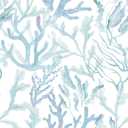 Tempaper Aqua Blue Coral Reef Removable Peel and Stick Coastal Wallpaper, 20.5 in X 16.5 ft, Made in The USA