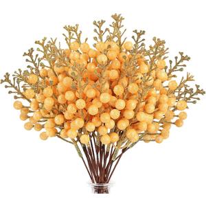 HOHOTIME 36Pcs Fall Glitter Berries Stems, Orange 9.5 Inch Artificial Christmas Tree Picks for Autumn Tree Decorations Ornaments DIY Crafts Vases Holiday Wedding Home Xmas Decor