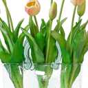 DUYONE 15pcs Artificial Tulips Flowers, Latex Bouquet, Fake Tulips for Office Wedding Party Home Kitchen Garden Decoration-B Pink Champagne
