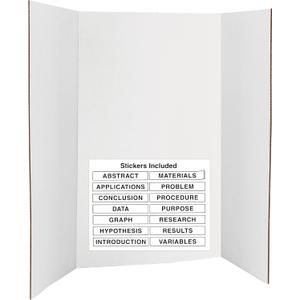Trifold Poster Board 36" x 48" White Presentation Board - Self-Adhesive Science Subtitles Included - Science Fair Display Boards, for School, Fun Projects and Business Presentations - by Emraw