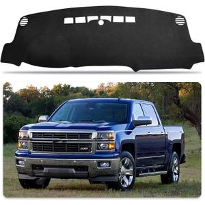 Dash Cover for Chevy Chevrolet Silverado&GMC Sierra 1500 2014-2018/2500HD 3500HD 2015-2019 Non-Slip Car Dashboard Cover Carpet Blocks UV Rays Protector Internal Accessories