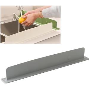 Silicone Sink Splash Guard, 2025 New Silicone Sink Water Retaining Board for Kitchen, Portable Water Retaining Strip Reusable Water Splash Guard for Bathroom Countertop (Silicone, Gray), 19.6in