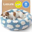 LE SURE Donut Small Dog Bed - Round Cat Beds for Indoor Cats as Gift, Cute Modern Home Decor Beds with Jacquard Shaggy Plush & Anti Slip Bottom, 27 Inch, Blue