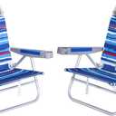 SUNNYFEEL Extra Wide Low Beach Chair 2 Pack 5 Position Lay Flat 500 LBS Heavy Duty, XL Oversized Folding Camping Chairs with Cup Holder for Outdoor/Sand, Portable Backpack Beach Chair for Adults, X-Large