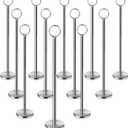 New Star Foodservice 23244 Ring-Clip Table Number Holder/Number Stand/Place Card Holder, 12-Inch, Set of 12 (Silver)
