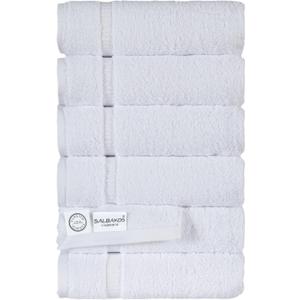 SALBAKOS 100% Turkish Cotton Hand Towels Set White, Pack of 6, 16x30 in | Luxury Hotel Quality Super Soft Absorbent Hair, Face & Hand Drying Towel for Bathroom | Made in Turkey (White, 6 Hand Towels)