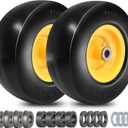 11x4.00-5" Lawn Mower Tire Flat Free Smooth Tires with 3/4" or 5/8" Bushings, 3.4"-5" Centered Hub Universal fit Lawn Mowers Zero Turn Front Tires with Universal Adapter Kit