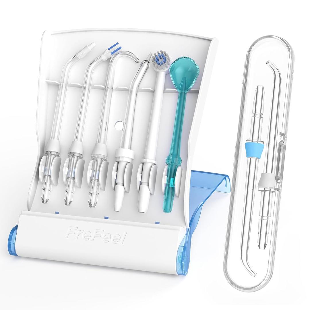 Replacement Heads for Waterpik, Replacement Picks for Water Pik Water Flosser (8 Tips Combo + Storage Case + Travel Case)