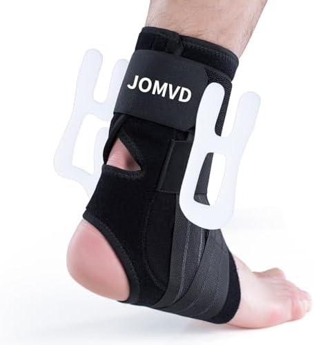 JOMVD Ankle Brace for Women Men, Adjustable Ankle Support with Side Stabilizers for Ankle Sprained, Achilles, Plantar Fasciitis Injury Recovery L