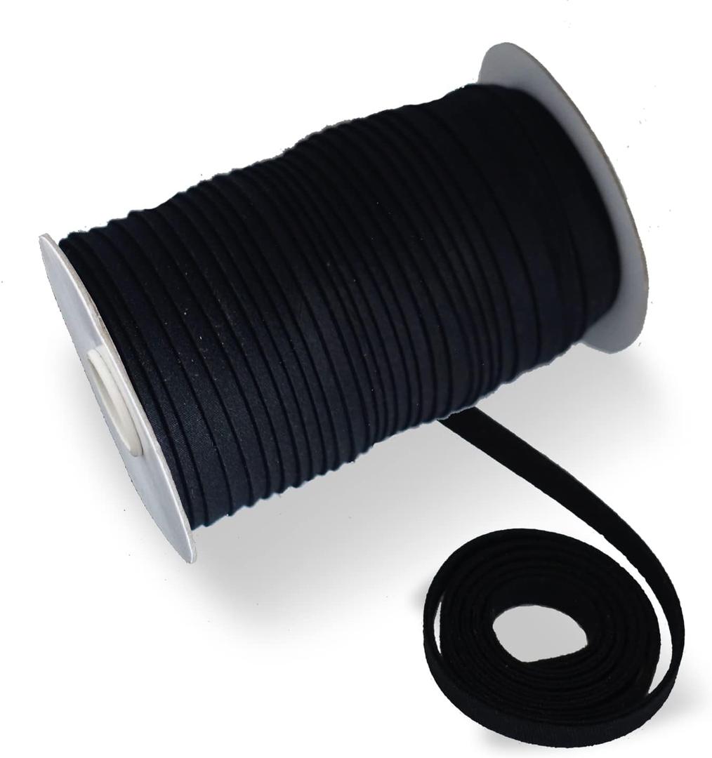 Tewadoo Bias Tape Double Fold 1/4 Inch - Black 55 Yards Polyester Binding Tape for Sewing, Quilt Binding, Hemming, Seaming and Fabric Piping
