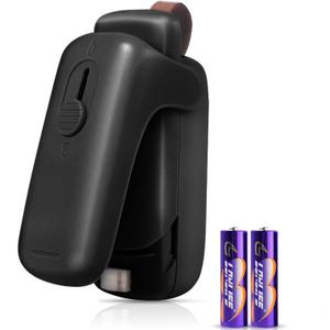 Mini Bag Sealer, Bag Sealer Heat Seal with Cutter, 2 in 1 Heat Sealer Portable Resealer Machine for Chip Bags, Plastic Snack Bags Food Storage (Batteries Included) (Black)
