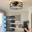 KDG 15.8 Retro Low Profile LED Ceiling Fans with Light, Reversible Ceiling Fans Flush Mount with Remote and 6 Speeds, E26 Base Buld for Bedroom, Dinning Room, Kids Room, Kitchen