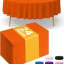 Niuara Orange Plastic Table Cloth - 24 Pack 84" Round Disposable Tablecloths for Round Tables, Waterproof Table Cover for Holiday Parties & Gatherings