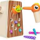 Montessori Toys for Boys and Girls Aged 2-4, Toddler Fine Motor Skills Learning, Wooden Bird Feeding Game