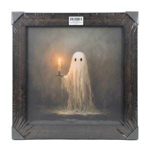 Vintage Ghost Wall Art Candle Poster Halloween Wall Decor Unframed 12x12in