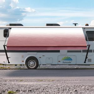 Suncode Reinforced RV Awning Fabric Replacement, Heavy-Duty Waterproof Vinyl Canopy with Tear-Resistant Top Edge, Universal Fit for Camper Trailer Motorhome,15'(Fabric 14'2") Burgundy Fade