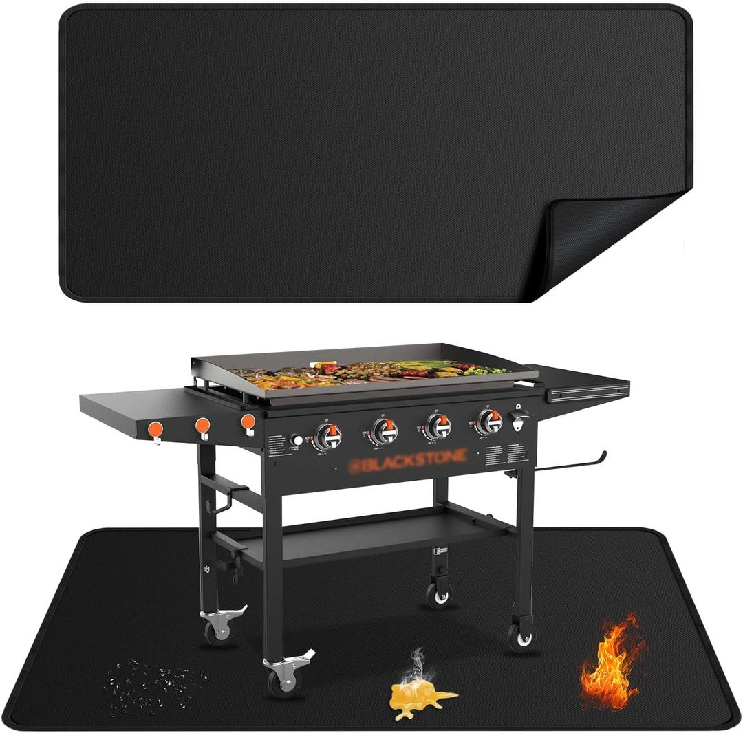 48x30 inches Large Under Grill Mats for Blackstone, Double-Sided Fireproof Outdoor Grill Protective Mat, Oilproof Waterproof BBQ Fire Pit Fireplace Mat
