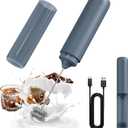 CIRCLE JOY Rechargeable Milk Frother Hanheld, Dual Ring Electric Coffee Frother, Portable Hand Frother Wand Drink Mixer for Matcha Lattes Cappuccino, Kitchen Gifts, Blue (Storage Tube - Blue (Model A))