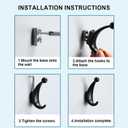 2 x 2 Pack Bathroom Towel Hooks, Screw in Metal Robe & Coat Hooks for Wall(Matte Black)