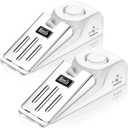 Door Stop Alarm, Door Stopper with 120DB Security Alarm, Floor Wedge Doorstop for Travel Apartment Home House (Pack of 2) (White)