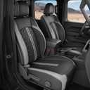 For Jeep Wrangler Seat Covers JL 4 DR Without Rear Cup Holder 2018 2019 2020 2021 2022 2023 2024 2025 2026, Custom Fit Car Seat Covers Full Set,Waterproof Leather Seat Protector,BlackGrey
