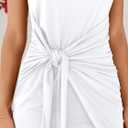 LILLUSORY Women's Casual Sleeveless Bodycon Beach Tank Ruched Mini Dresses (White)